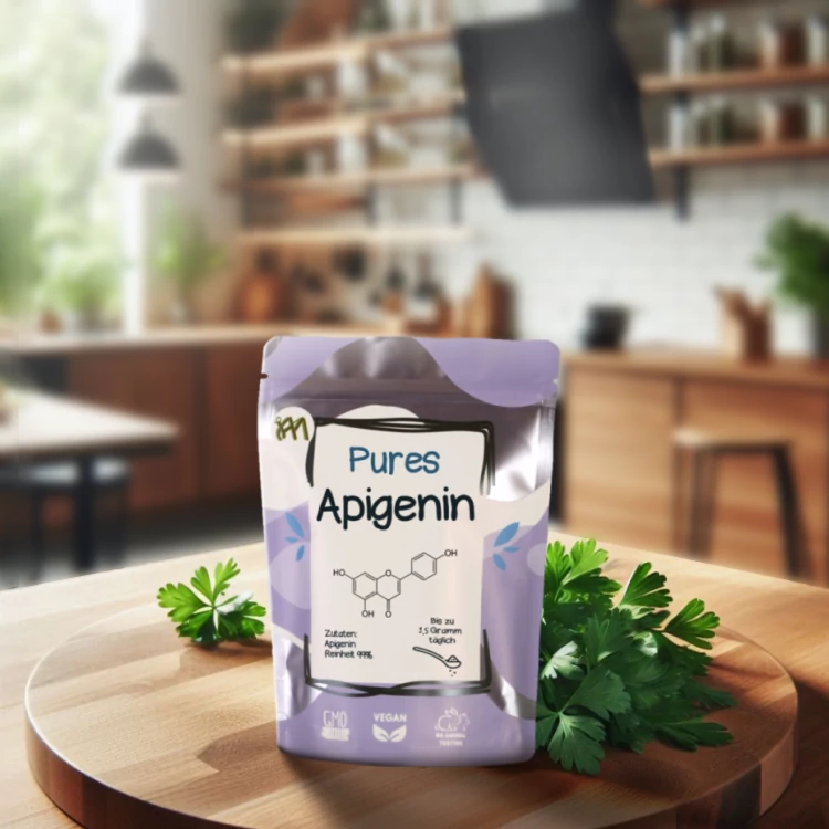 Apigenin Alltag Apigenin als Teil der täglichen Routine dargestellt.